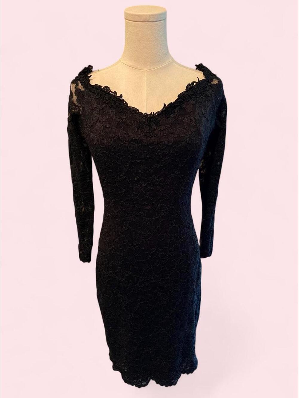 Vintage Lew Magram Collection Black Lace Bodycon Dress